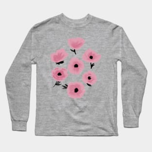 Mauve Abstract Poppies Long Sleeve T-Shirt